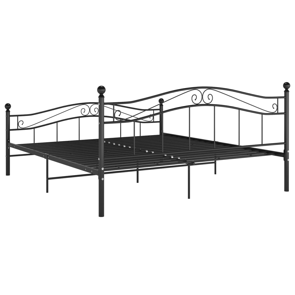 vidaXL Rama łóżka, czarna, metalowa, 200 x 200 cm