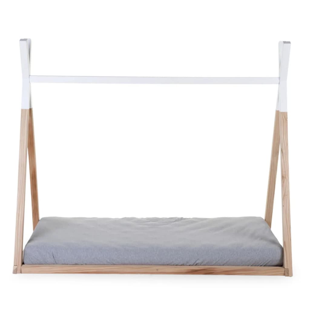 CHILDHOME Rama łóżka tipi, 70x140 cm, drewno naturalne i białe