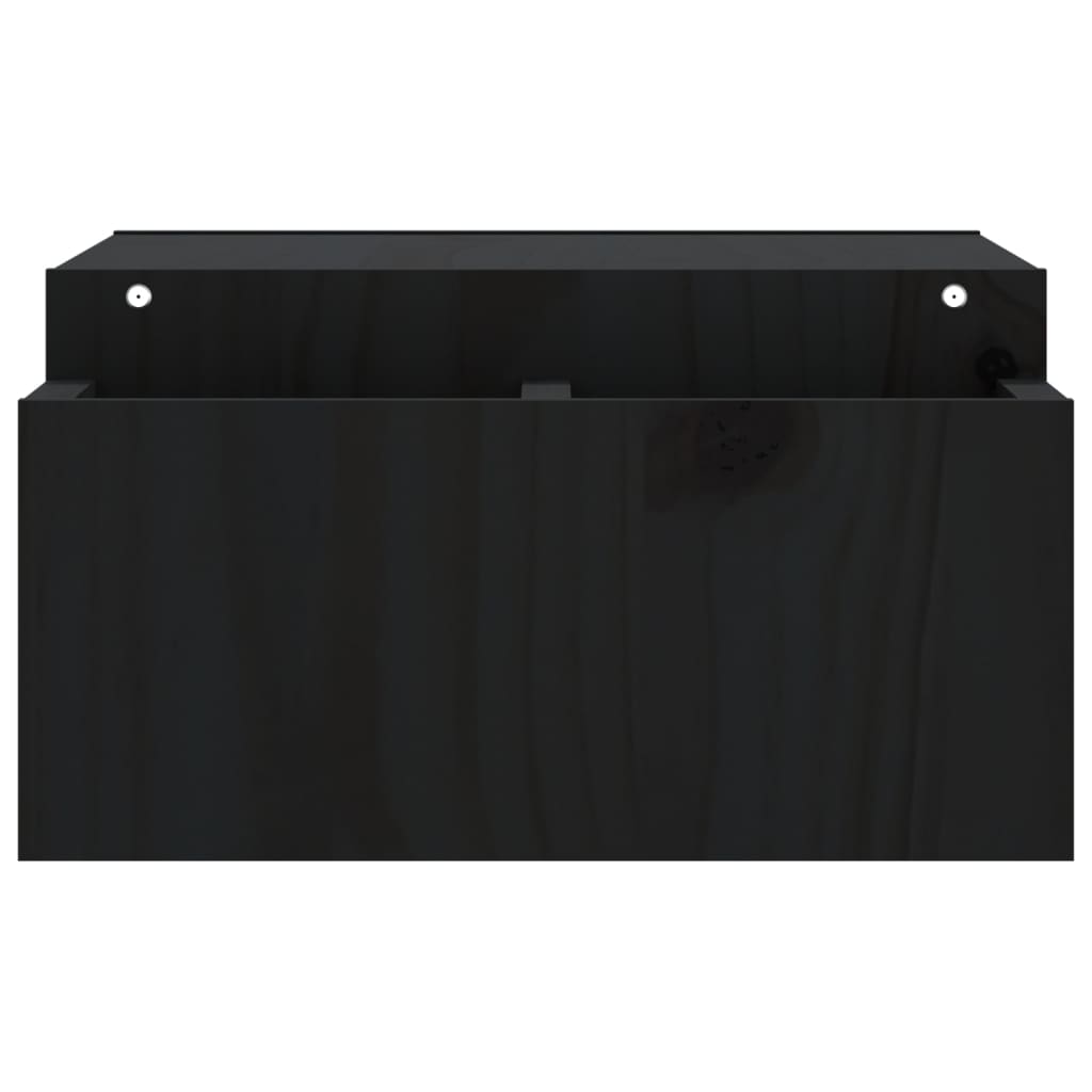 vidaXL Podstawka na monitor, czarna, 70x27,5x15cm, lite drewno sosnowe