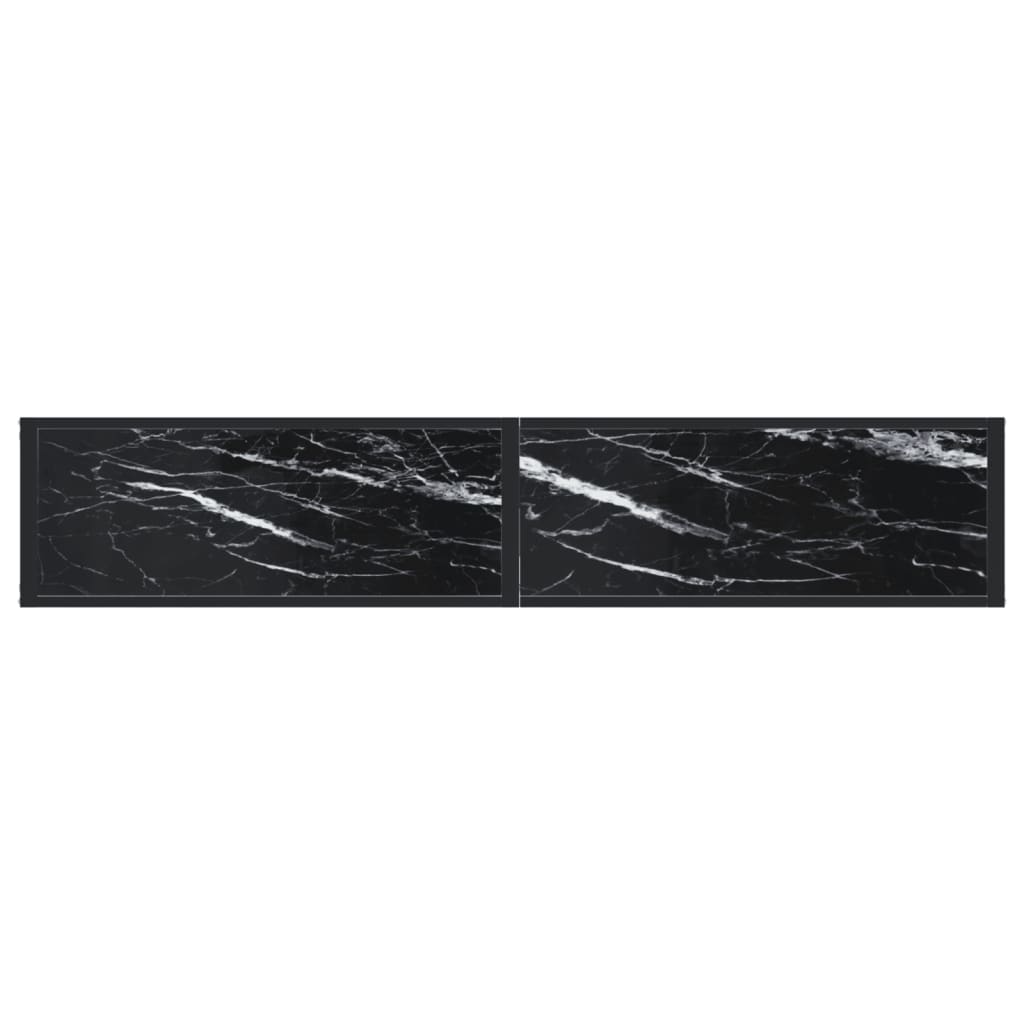 vidaXL Konsola, czarny marmur, 180x35x75,5 cm, szkło hartowane