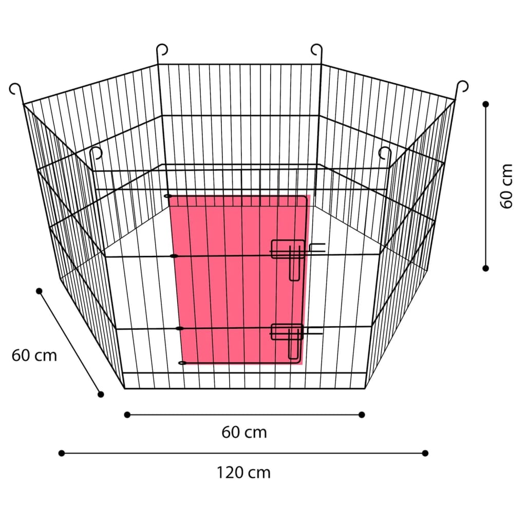FLAMINGO 6-częściowy wybieg dla królika, Hexagon, 120x60 cm, taupe