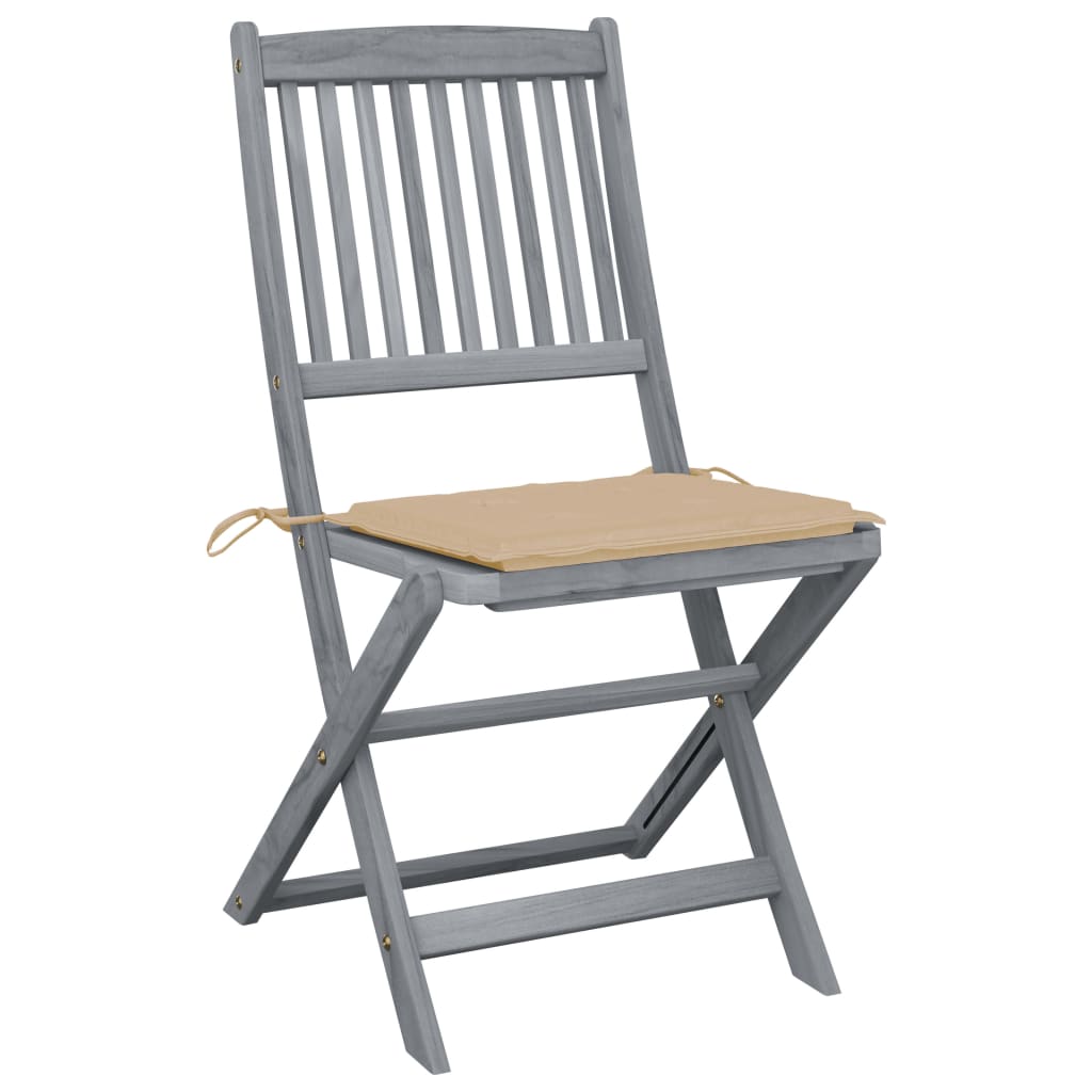 vidaXL Składane krzesła ogrodowe, 2 szt., poduszki, drewno akacjowe