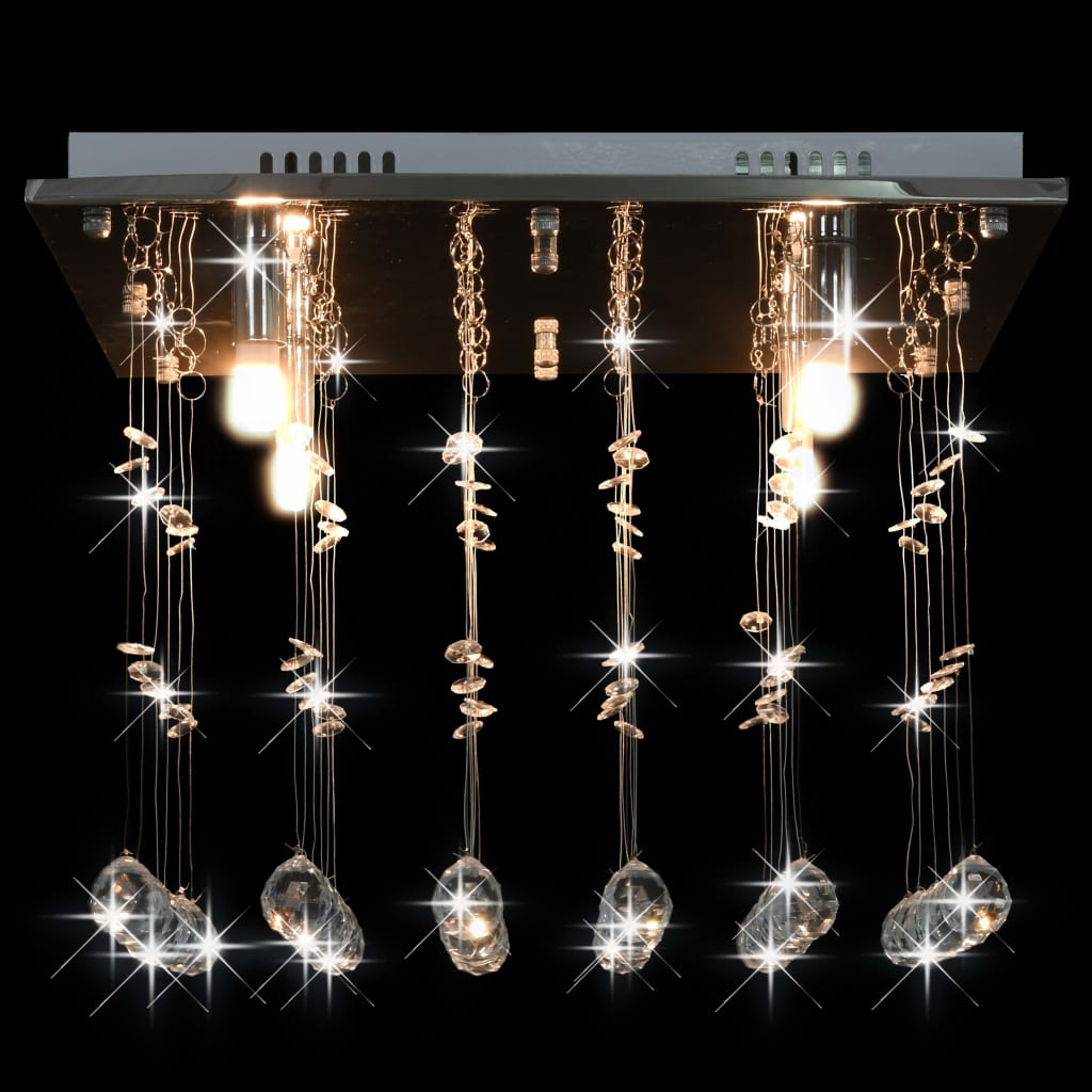 vidaXL Lampa sufitowa z kryształami i koralikami, srebrna, kostka, G9