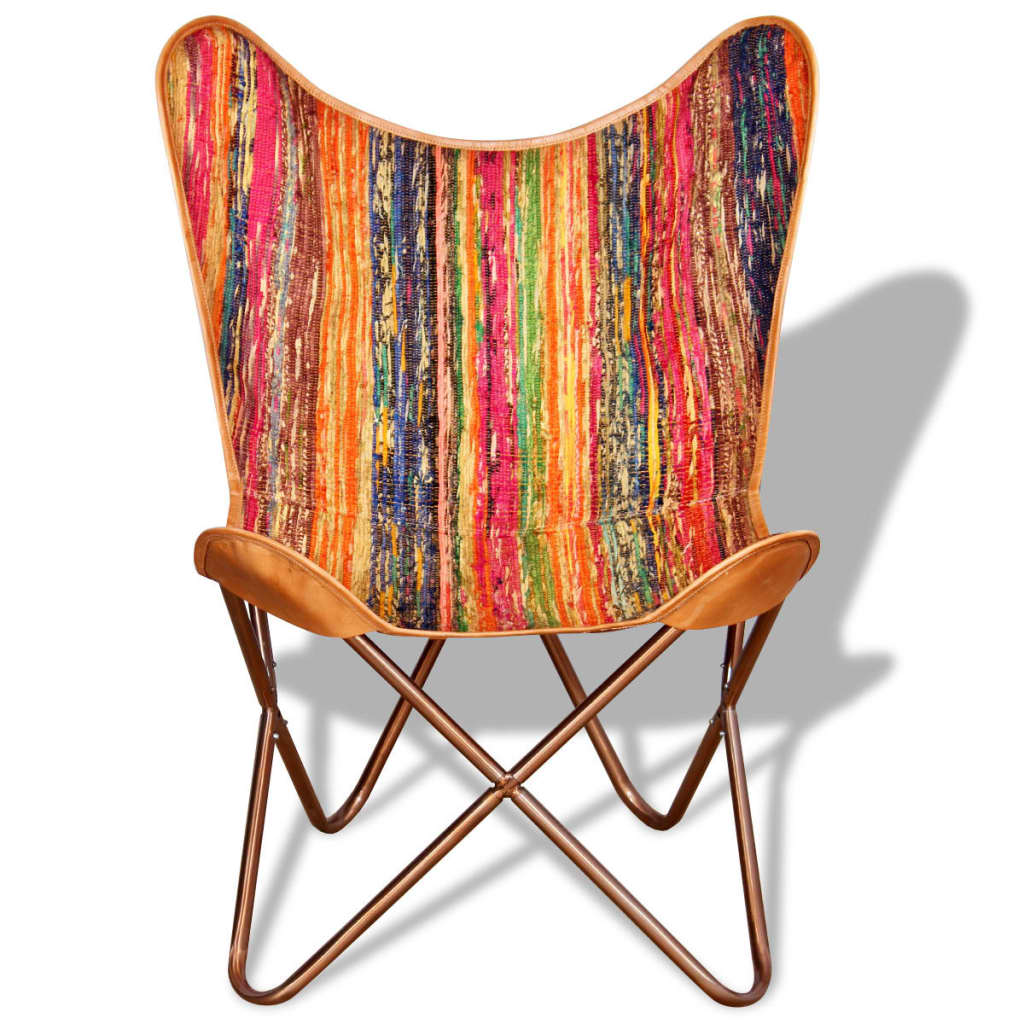vidaXL Krzesło motyl, w stylu chindi, wielokolorowe, tkanina
