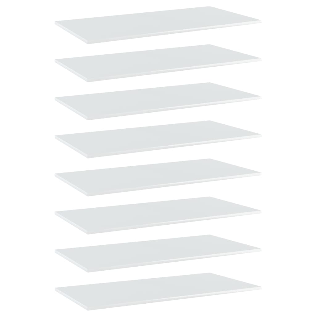 vidaXL Półki na książki, 8 szt., wysoki połysk, białe, 80x20x1,5 cm