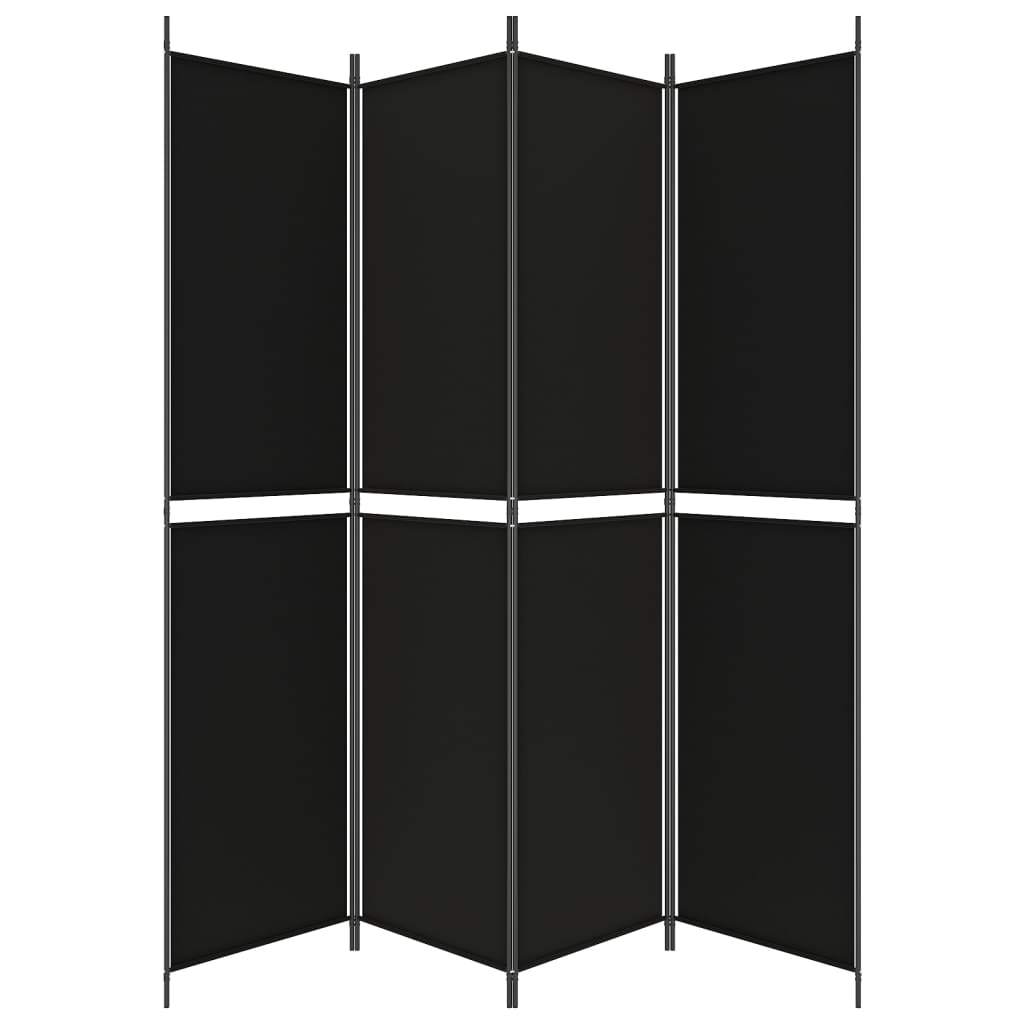 vidaXL Parawan 4-panelowy, czarny, 200x220 cm, tkanina