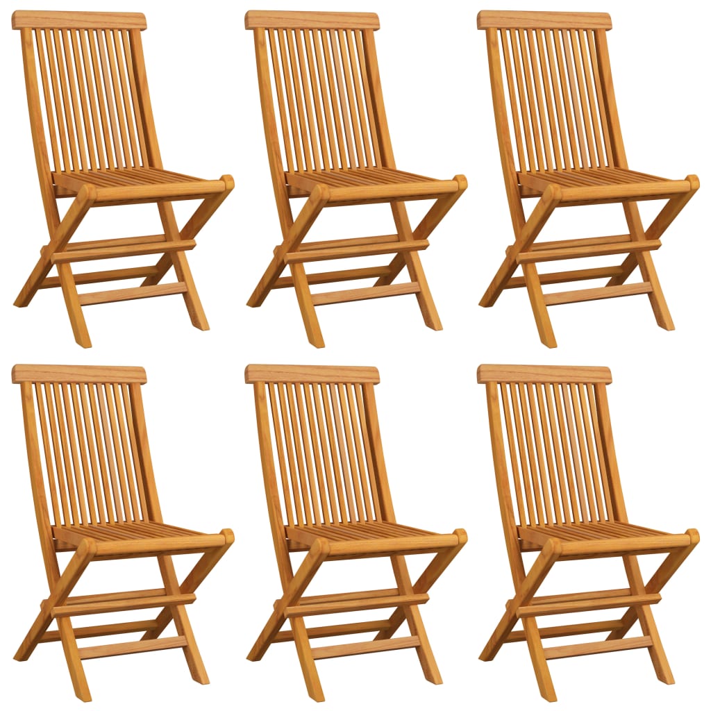 vidaXL Krzesła ogrodowe, poduszki taupe, 6 szt., drewno tekowe