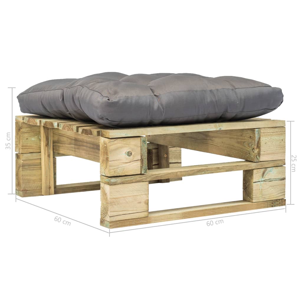 vidaXL Ogrodowy stołek z palet z szarą poduszką, drewno