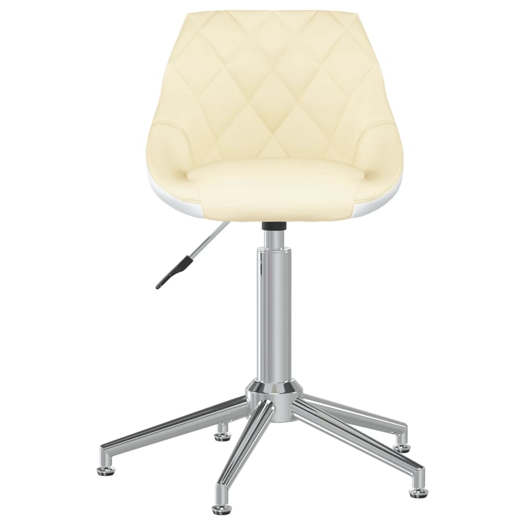 vidaXL Obrotowe krzesło stołowe, kremowo-białe, sztuczna skóra