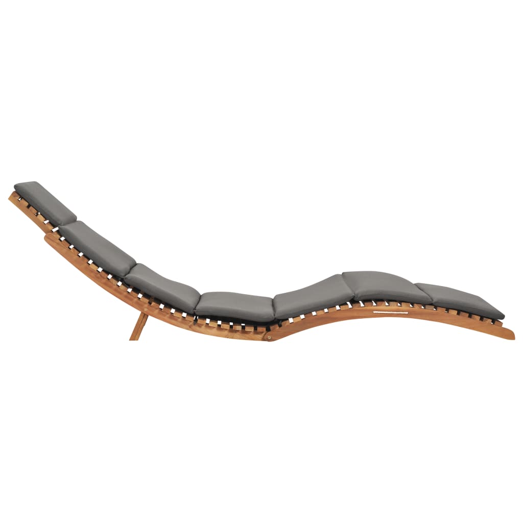 vidaXL Składany leżak z ciemnoszarą poduszką, lite drewno tekowe