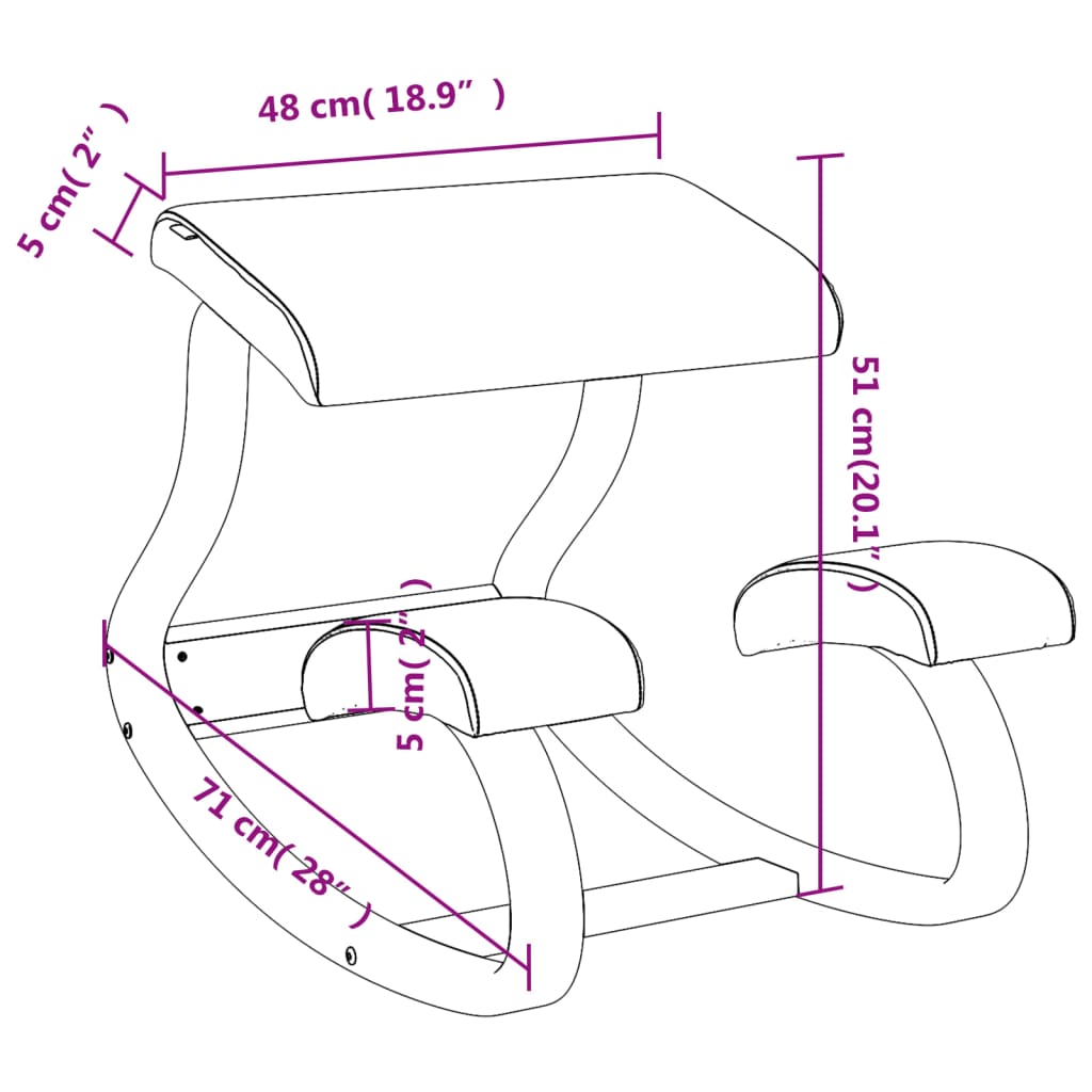 vidaXL Krzesło klęcznik, czarne, 48x71x51 cm, sklejka brzozowa