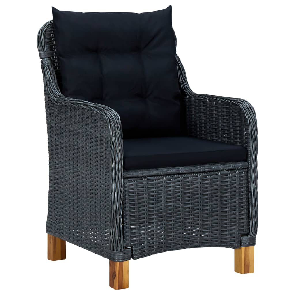 vidaXL Krzesła ogrodowe z poduszkami, 2 szt., polirattan, ciemnoszare