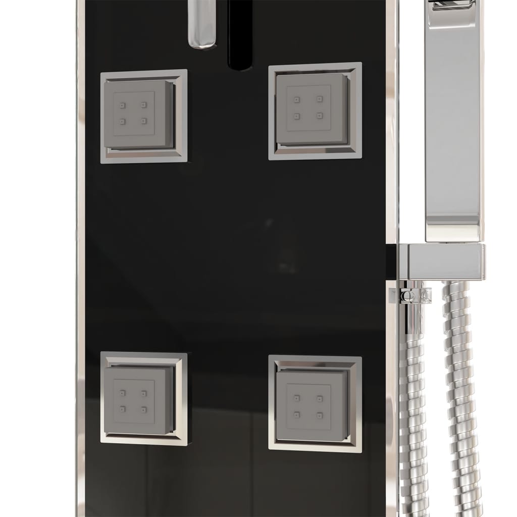 vidaXL Panel prysznicowy, szkło, 18x45,5x130 cm, czarny