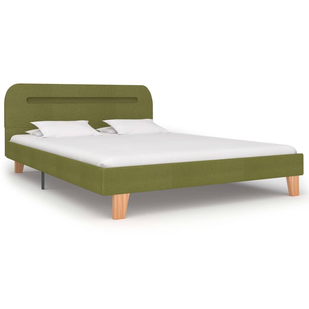 vidaXL Rama łóżka z LED, zielona, tapicerowana tkaniną, 140 x 200 cm