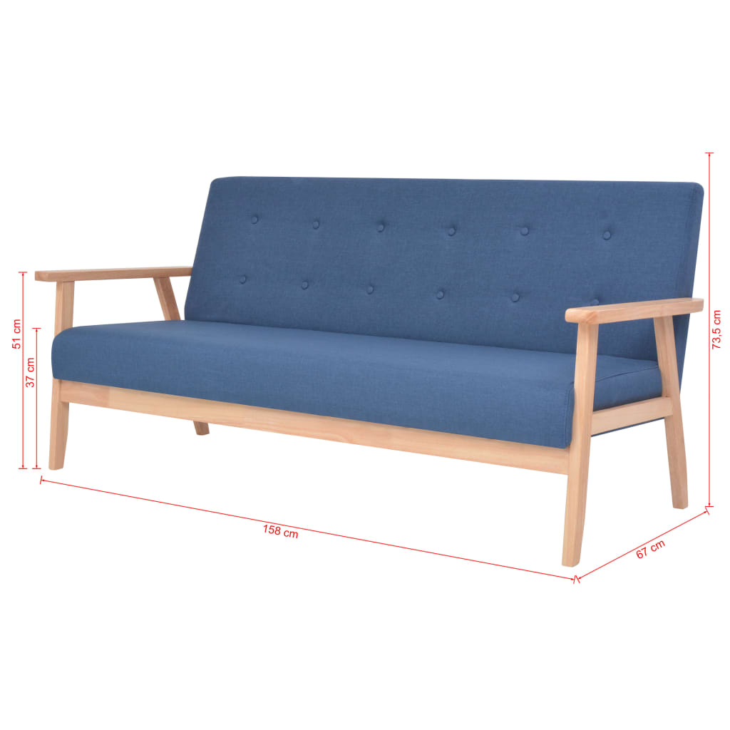 vidaXL 3-osobowa sofa tapicerowana, niebieska