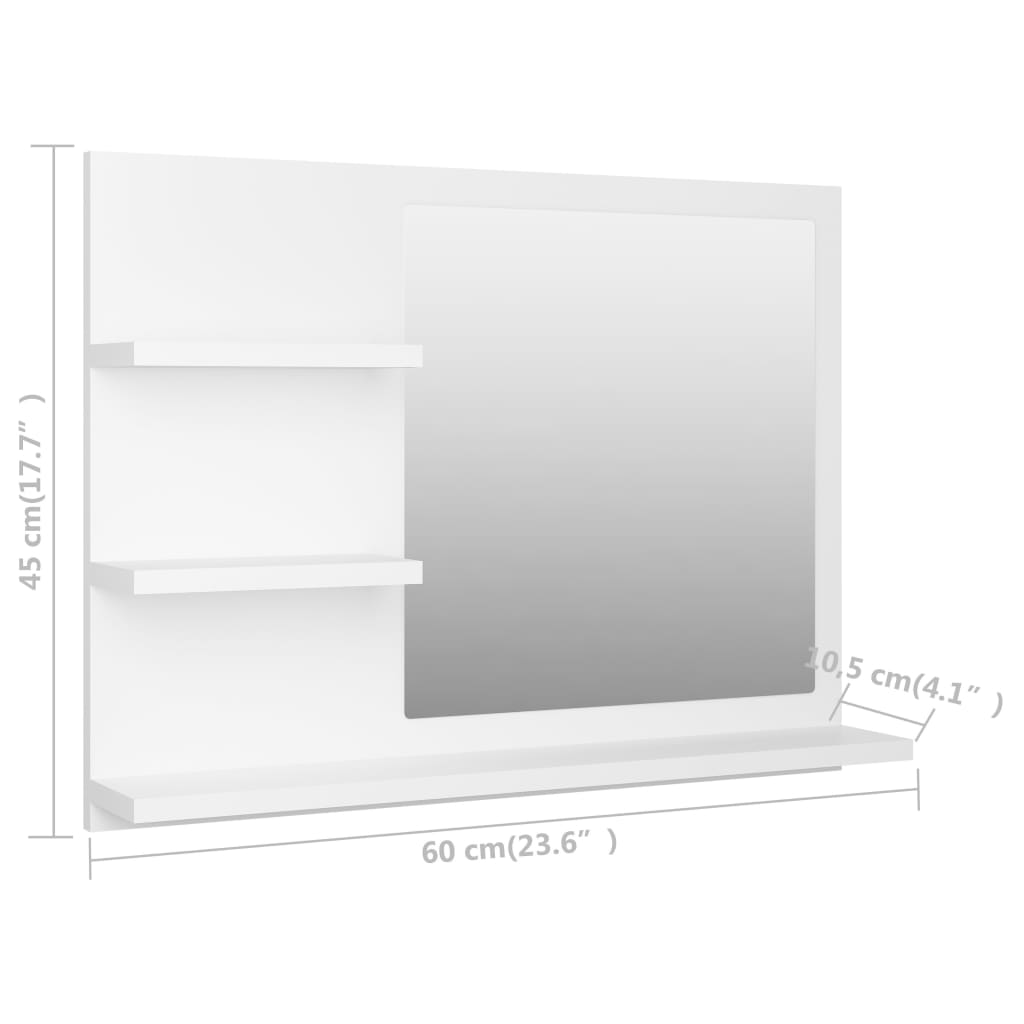 vidaXL Lustro łazienkowe, białe 60x10,5x45 cm, materiał drewnopochodny