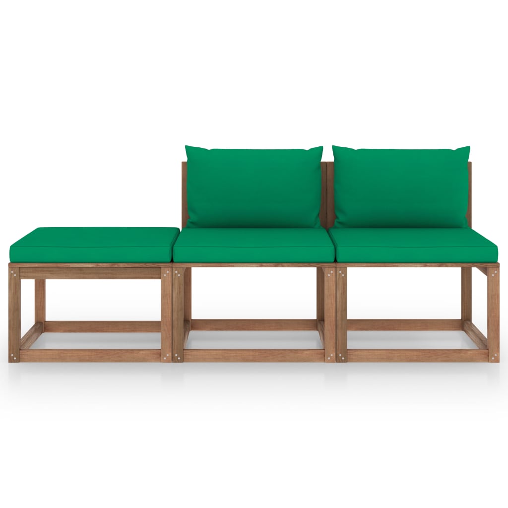 vidaXL 3-cz. zestaw wypoczynkowy z palet, z poduszkami, drewno sosnowe