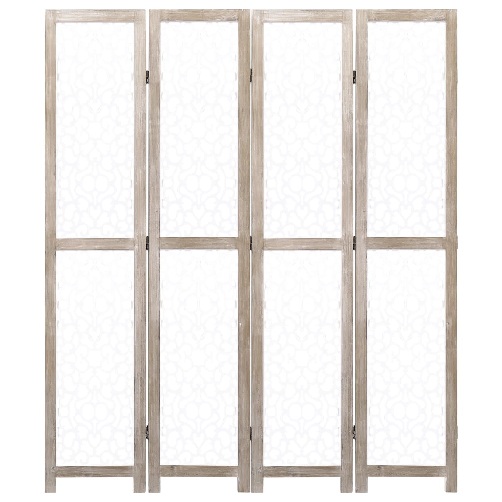 vidaXL Parawan 4-panelowy, biały, 140 x 165 cm, lite drewno
