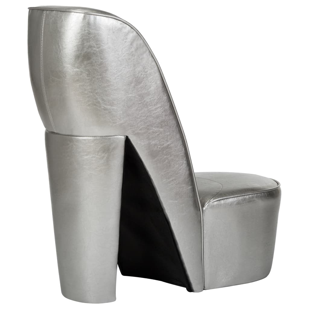 vidaXL Fotel w kształcie buta na obcasie, srebrny, sztuczna skóra