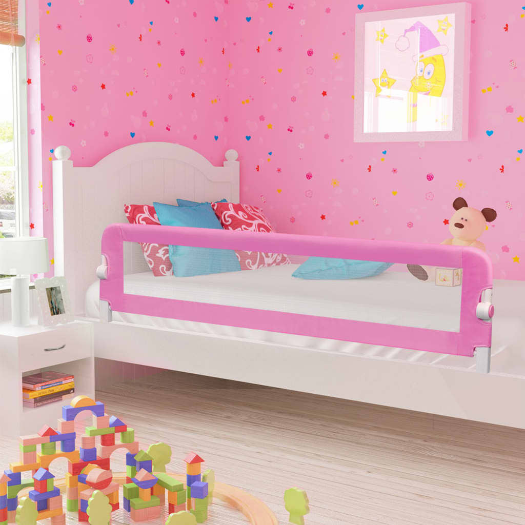 vidaXL Barierka do łóżeczka dziecięcego, różowa, 180x42 cm, poliester