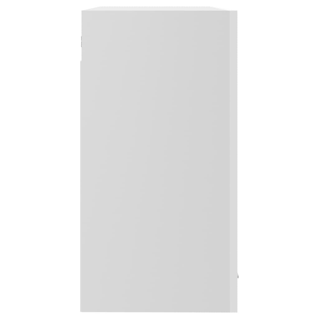 vidaXL Szafka wisząca z szybą, połysk, biała, 80x31x60 cm, płyta