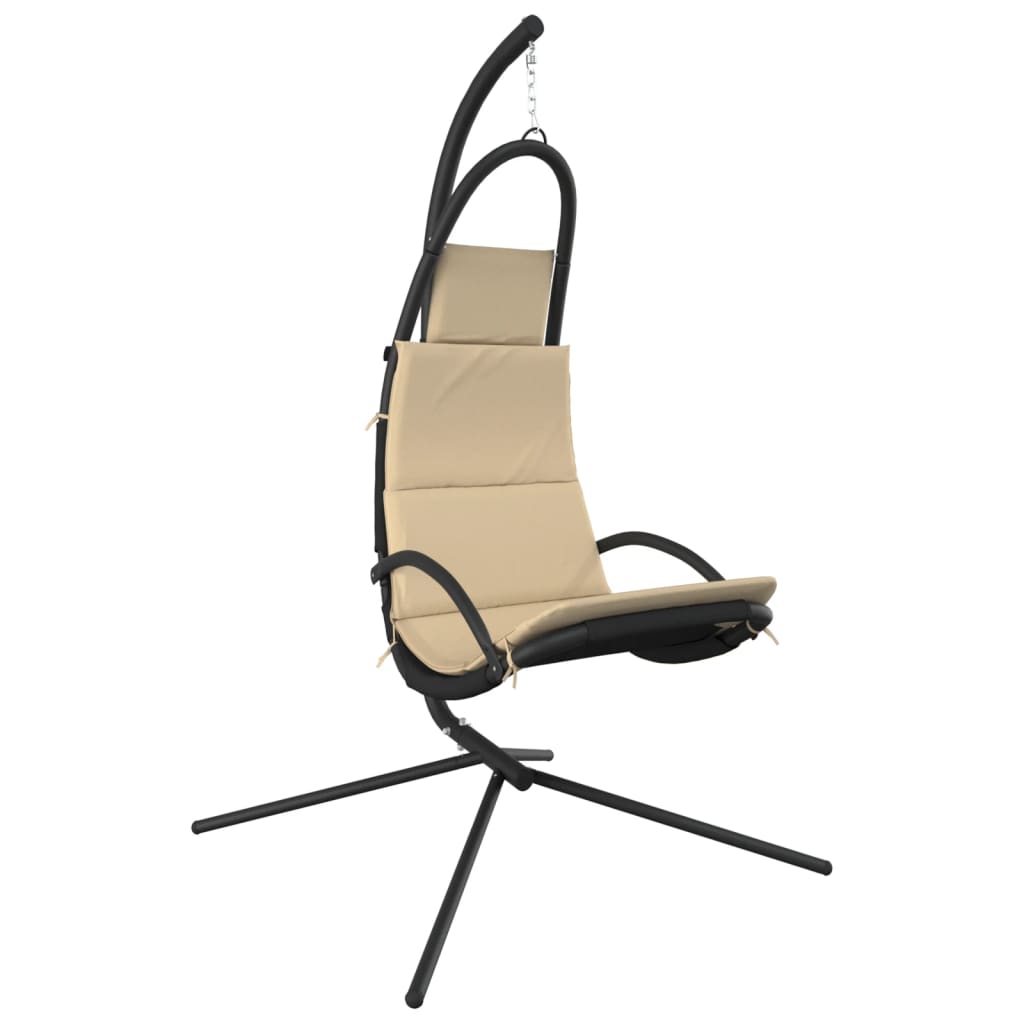 vidaXL Ogrodowe krzesło wiszące z poduszką, kremowe, tkanina i stal
