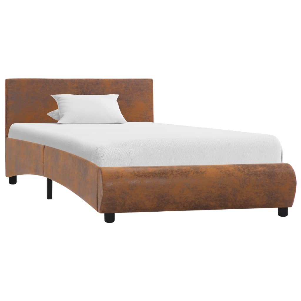 vidaXL Rama łóżka, brązowa, sztuczna skóra, 100 x 200 cm