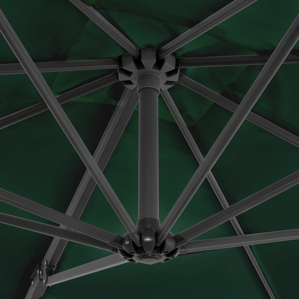 vidaXL Parasol wiszący z aluminiowym słupkiem, 250x250 cm, zielony