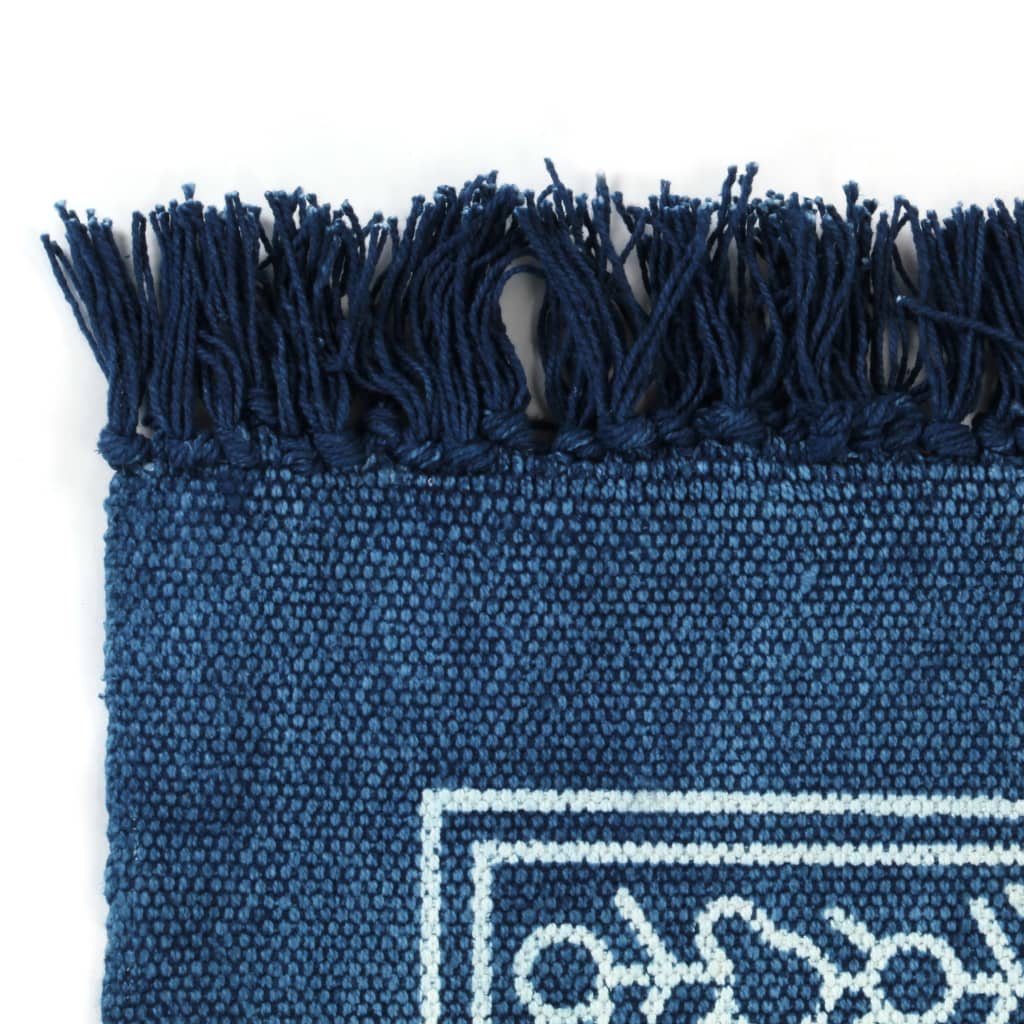 vidaXL Dywan typu kilim, bawełna, 160 x 230 cm, niebieski ze wzorem