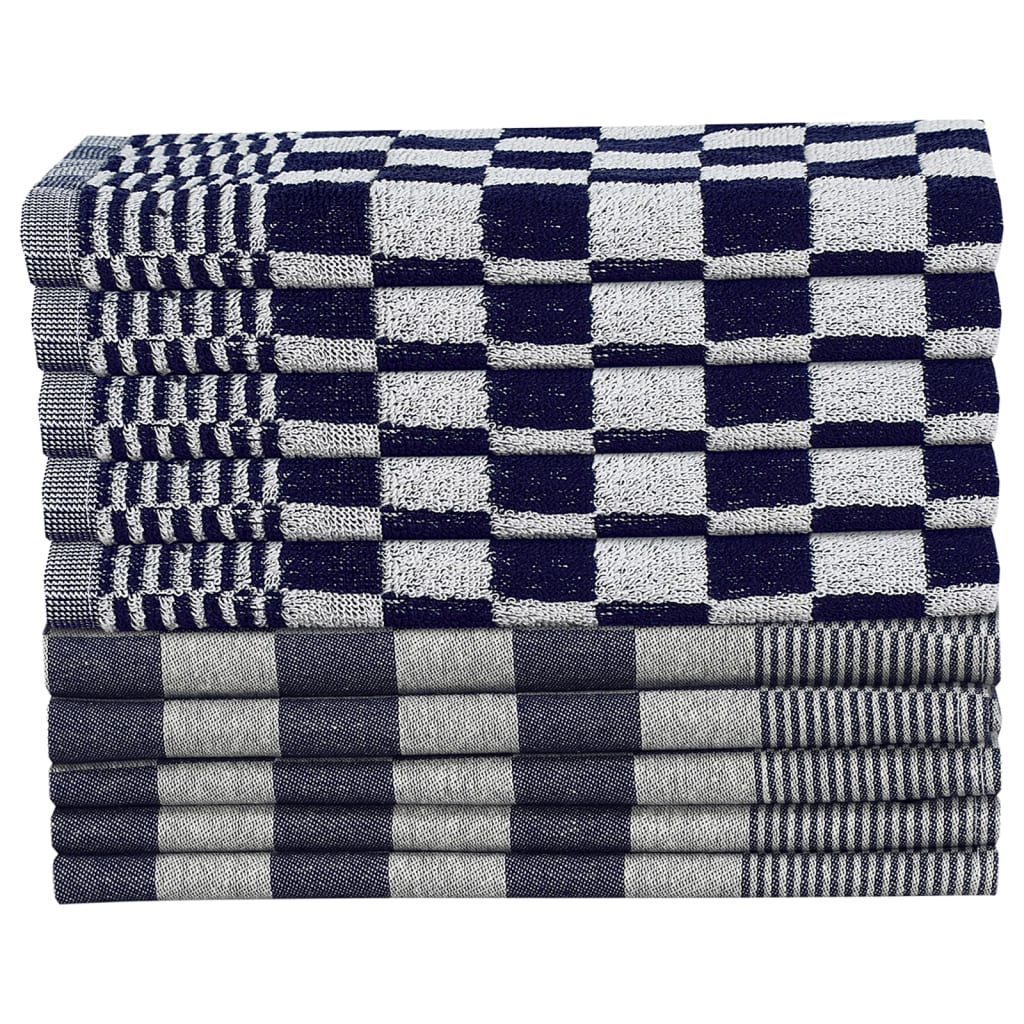 vidaXL Zestaw 10 ręczników, niebiesko-biały, bawełna