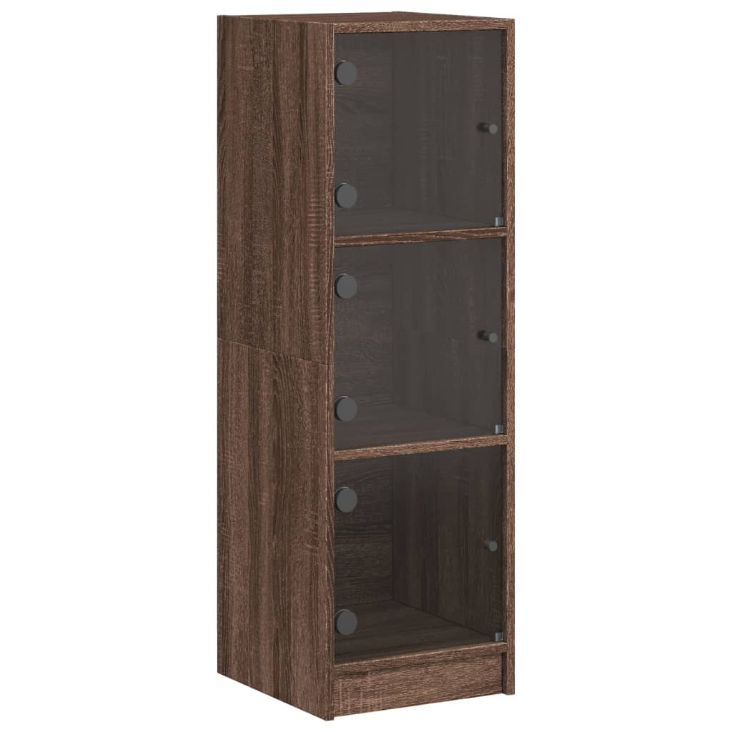 vidaXL Szafka ze szklanymi drzwiami, brązowy dąb, 35x37x109 cm