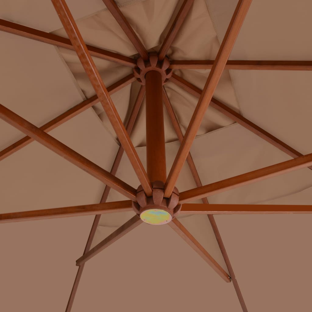vidaXL Wiszący parasol z drewnianym słupkiem, 400 x 300 cm, taupe