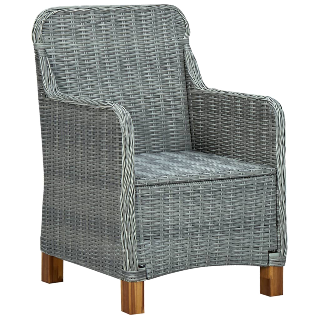 vidaXL Krzesła ogrodowe z poduszkami, 2 szt., polirattan, jasnoszare