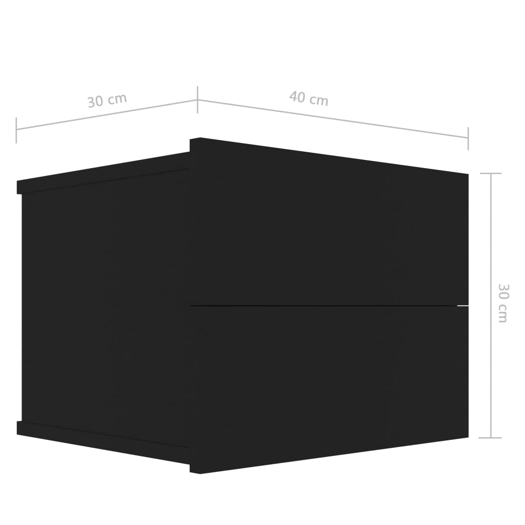 vidaXL Szafki nocne, 2 szt., czarne, 40 x 30 x 30 cm, płyta wiórowa