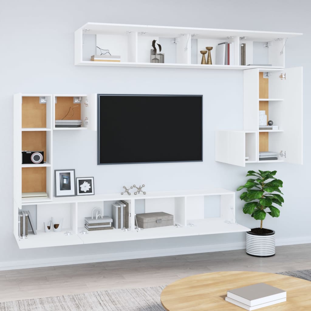 vidaXL Wisząca szafka telewizyjna, biała, materiał drewnopochodny