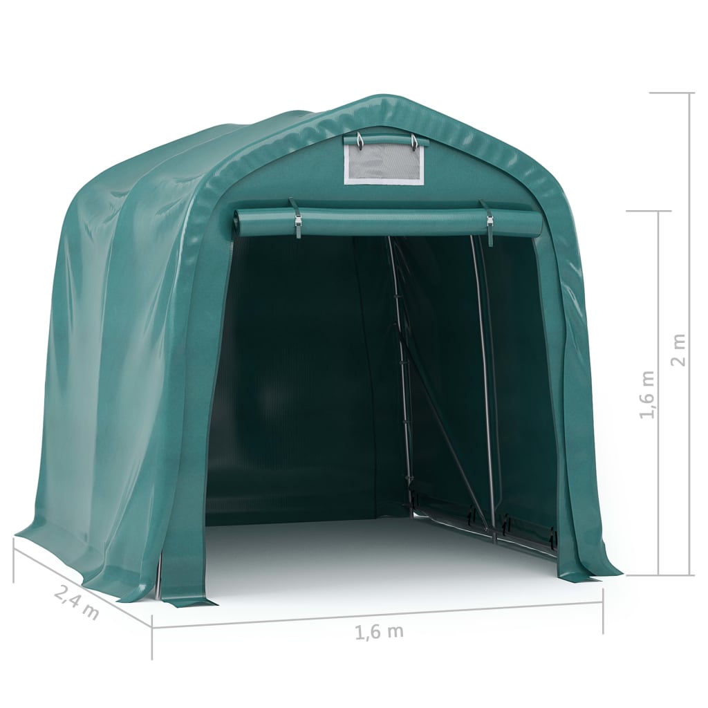 vidaXL Namiot garażowy z PVC, 1,6 x 2,4 m, zielony