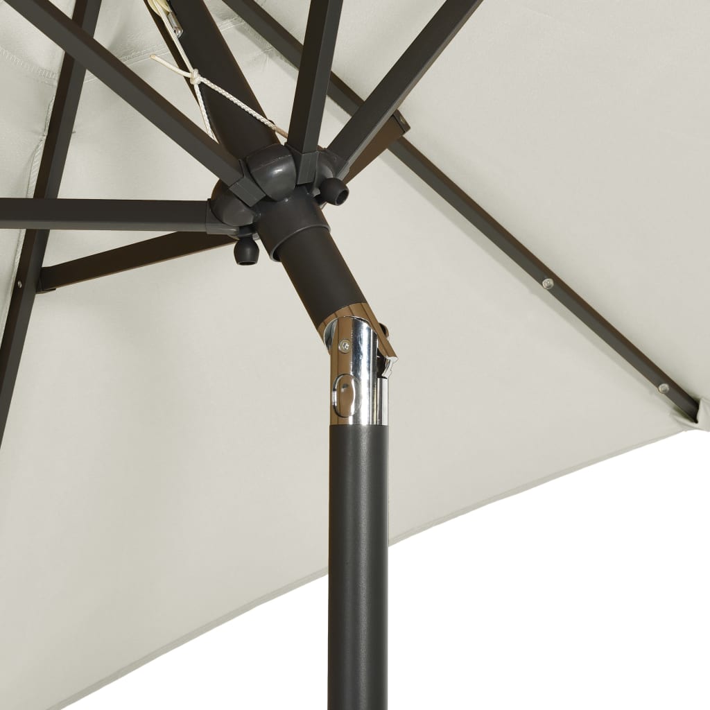 vidaXL Parasol z lampkami LED, piaskowy, 200x211 cm, aluminium