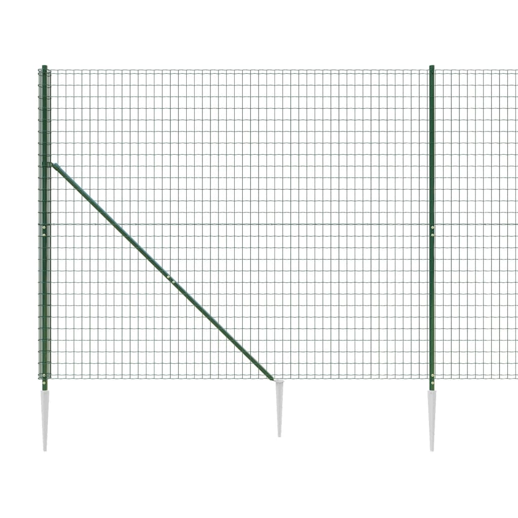 vidaXL Ogrodzenie z siatki, z kotwami, zielone, 1,4x25 m