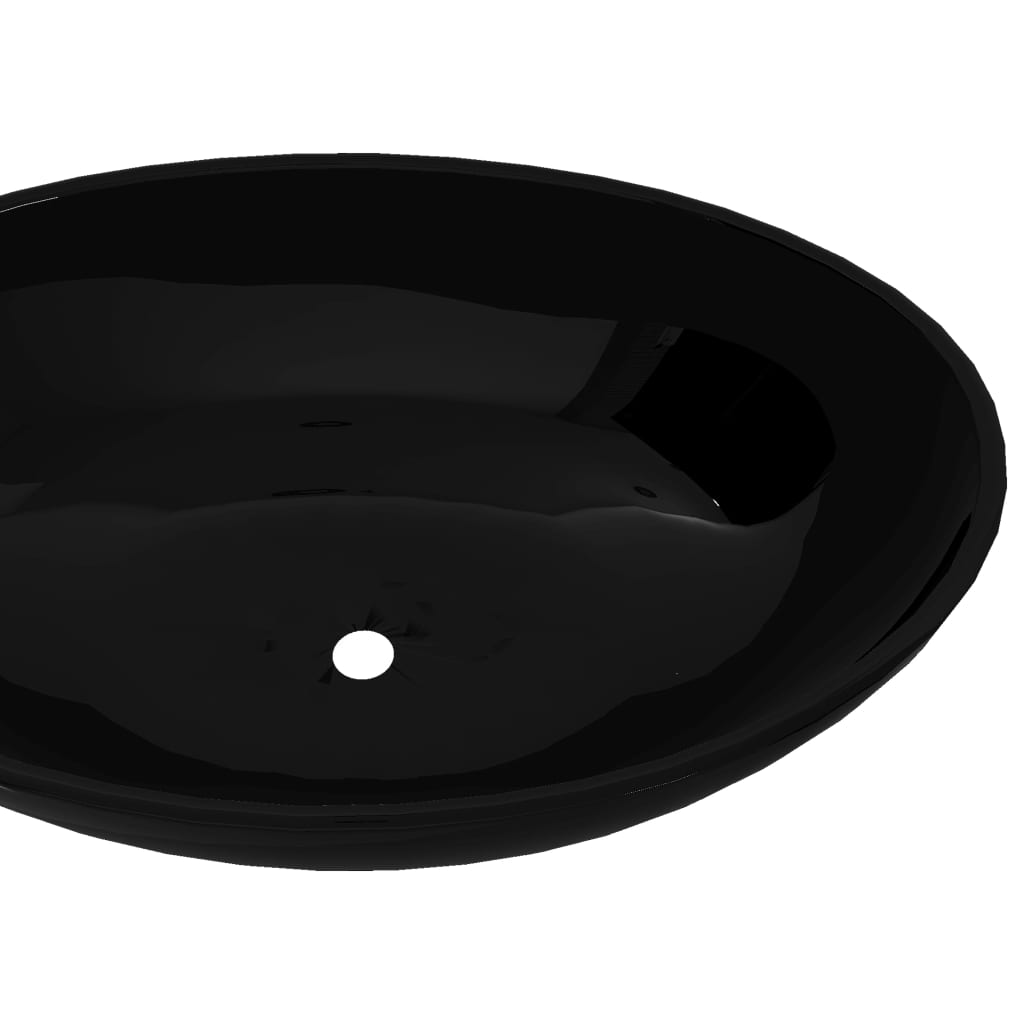 vidaXL Luksusowa ceramiczna umywalka, owalna, czarna, 40 x 33 cm