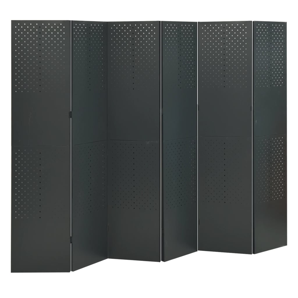 vidaXL Parawany 6-panelowe, 2 szt., antracytowe, 240x180 cm, stalowe