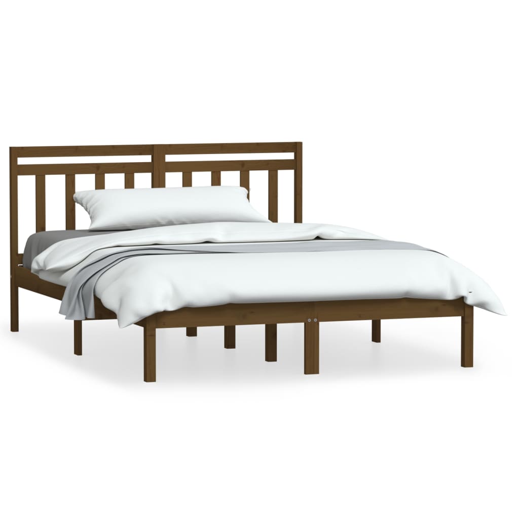 vidaXL Rama łóżka, miodowy brąz, 150x200 cm, lite drewno
