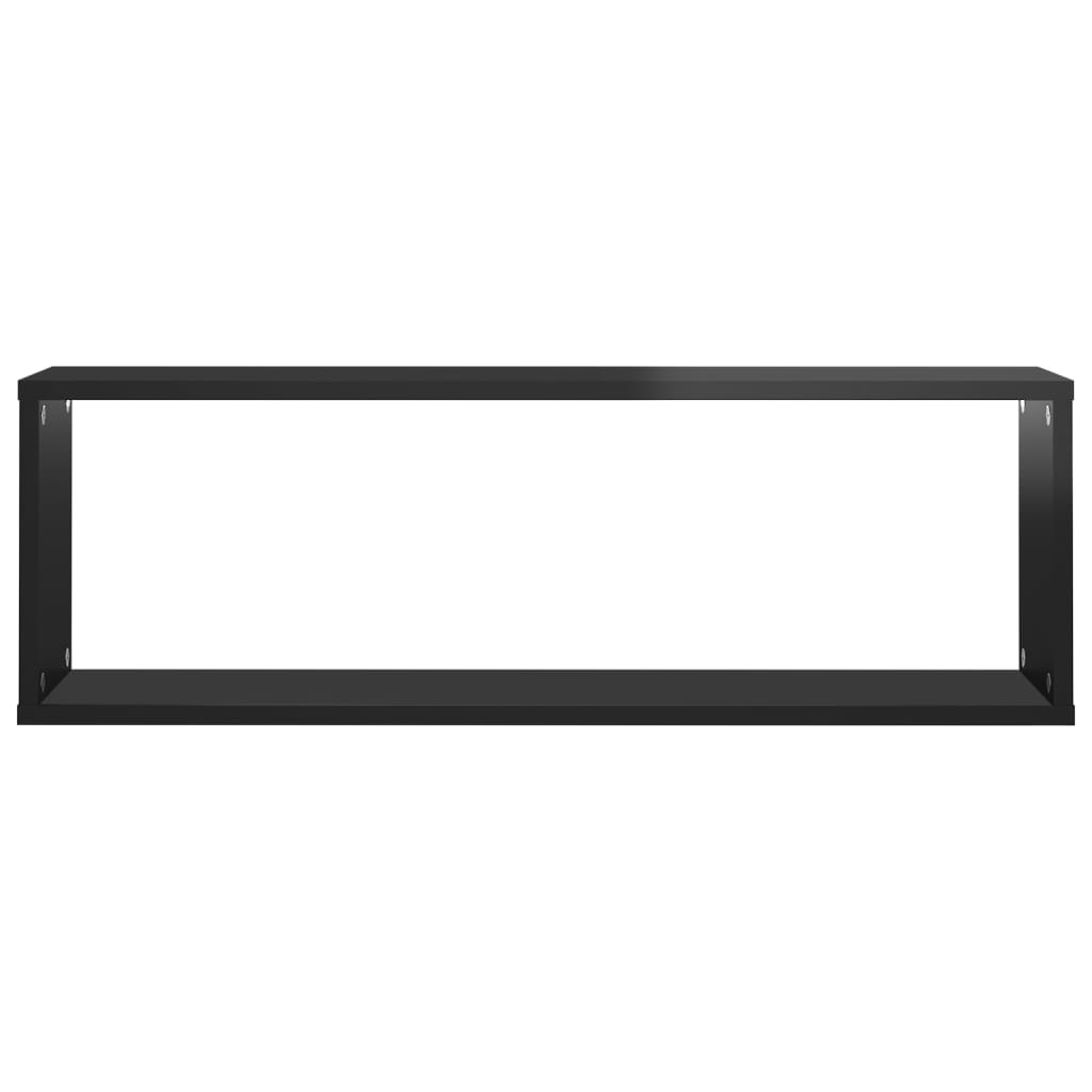 vidaXL Półki ścienne kostki, 4 szt., czarne z połyskiem, 80x15x26,5 cm