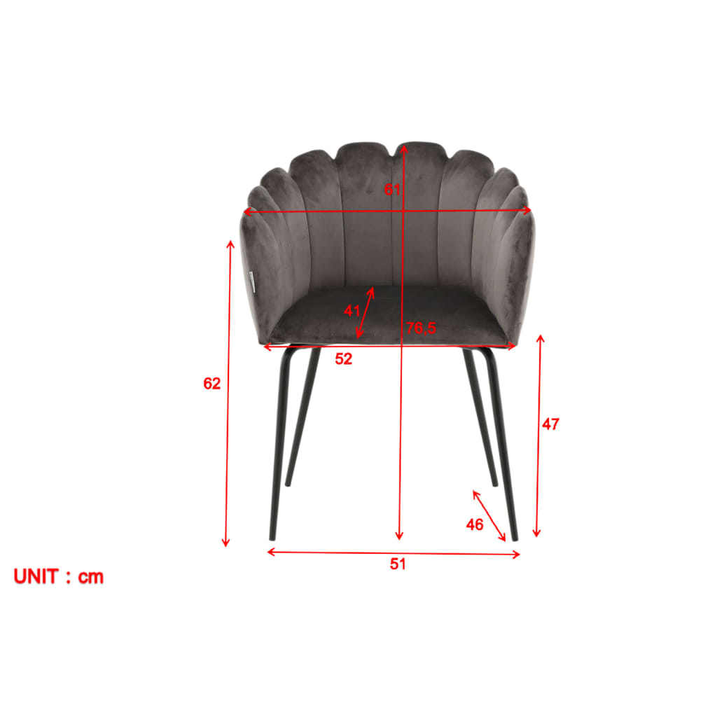 Venture Home Krzesło stołowe Limhamn, obite aksamitem, czarno-szare