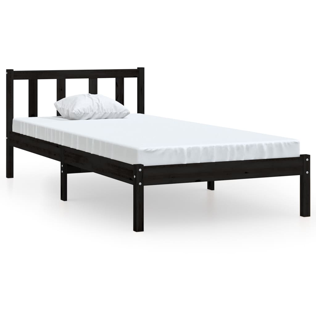 vidaXL Rama łóżka, czarna, z litego drewna sosnowego, 100 x 200 cm