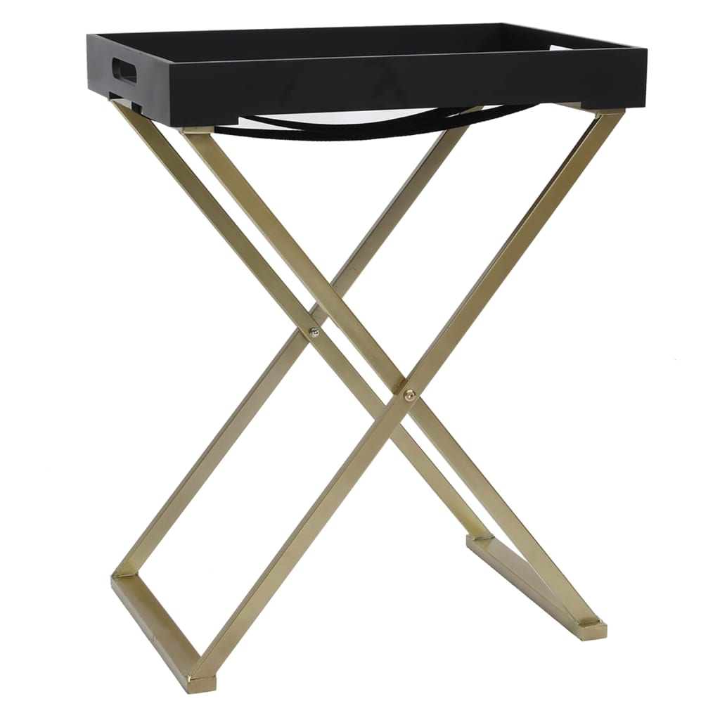 vidaXL Składany stolik, złoto-czarny, 48x34x61 cm, MDF