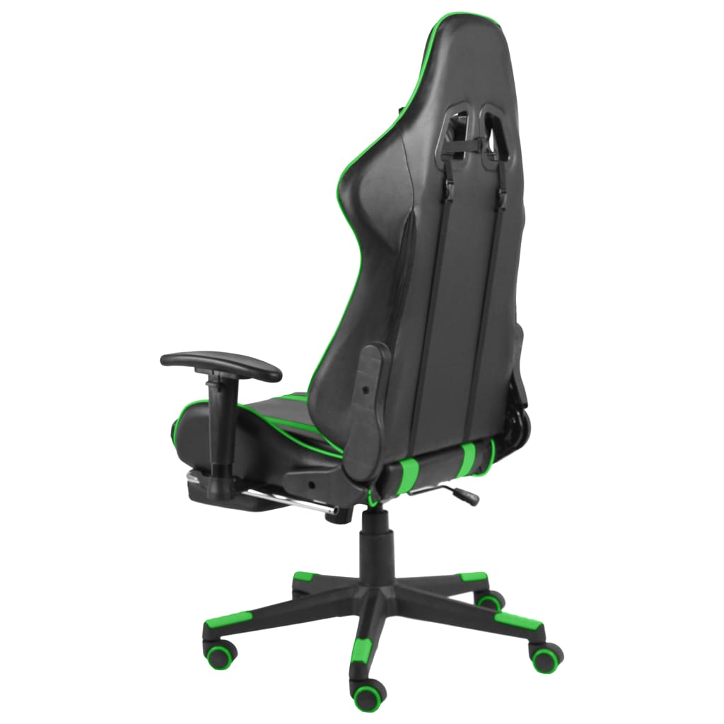 vidaXL Obrotowy fotel gamingowy z podnóżkiem, zielony, PVC