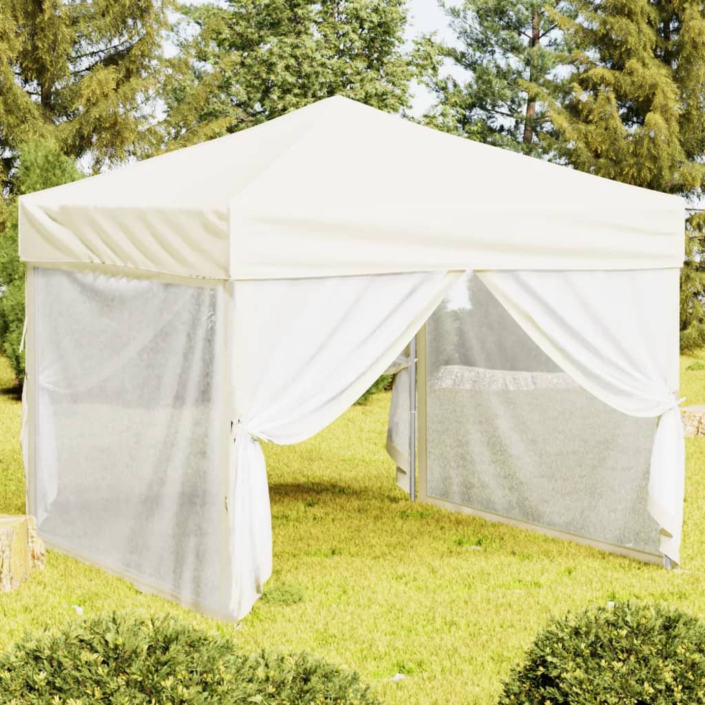 vidaXL Składany namiot imprezowy ze ściankami, kremowy, 3x3 m