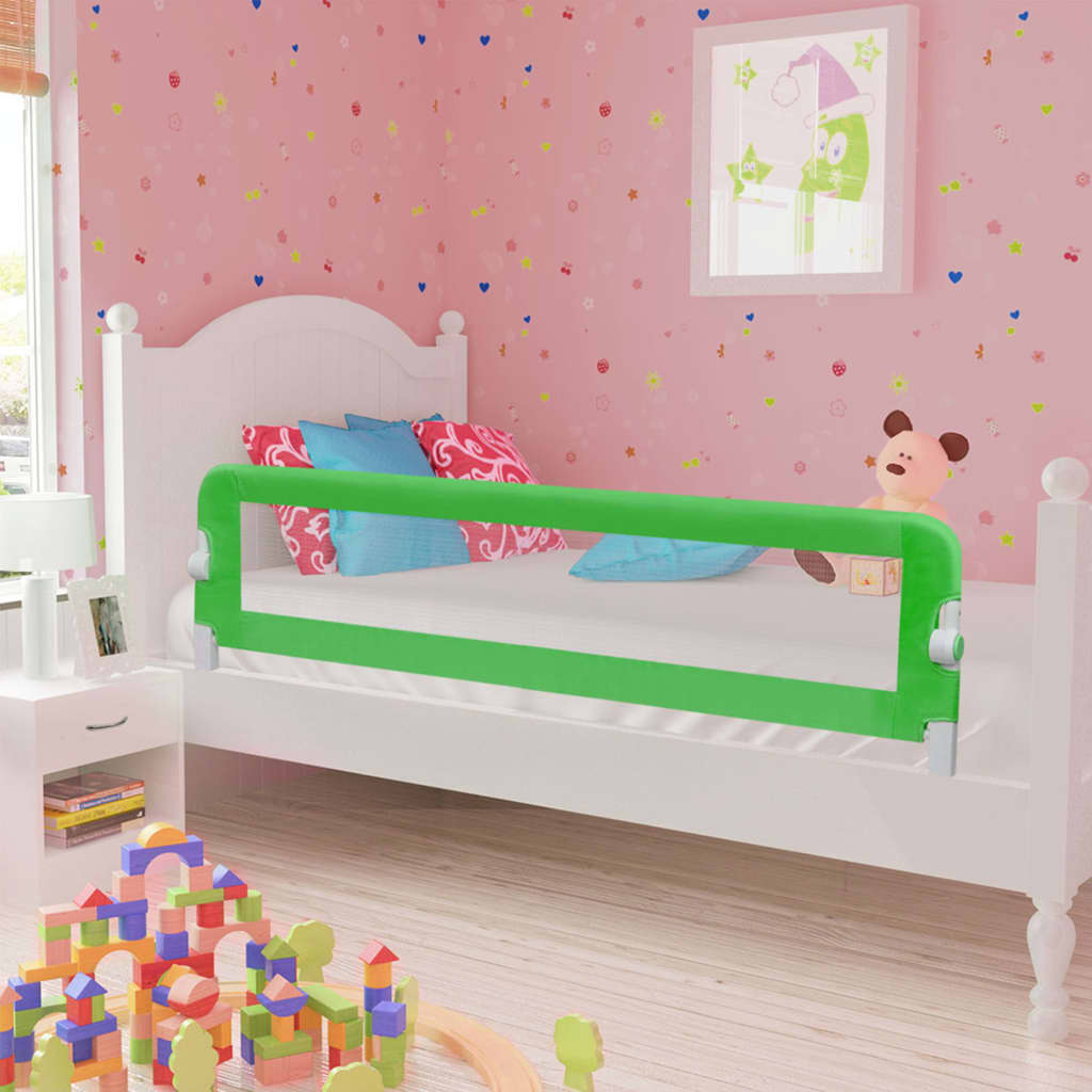 vidaXL Barierka do łóżeczka dziecięcego, zielona, 120x42 cm, poliester