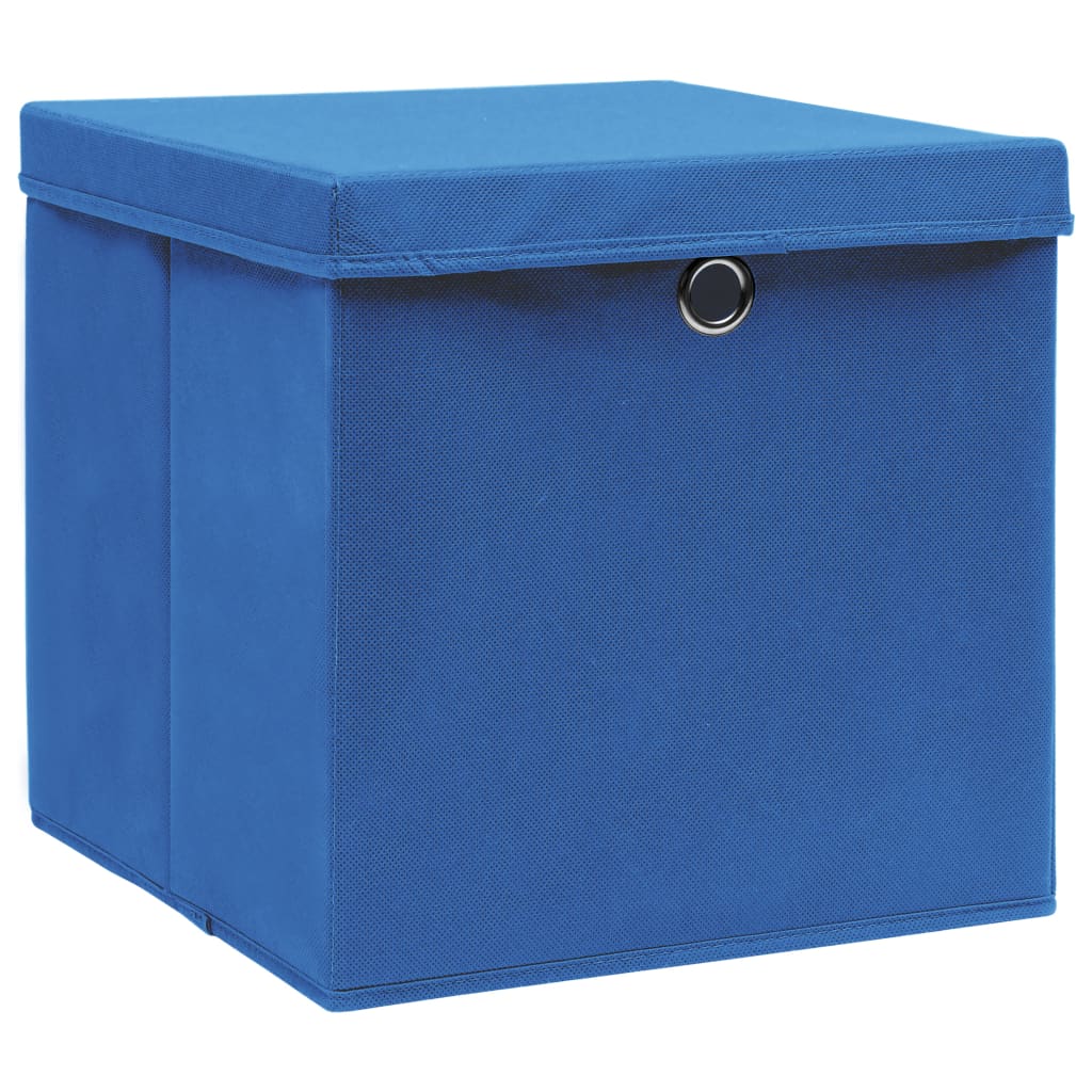vidaXL Pudełka z pokrywami, 4 szt., 28x28x28 cm, niebieskie