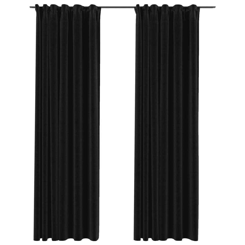 vidaXL Zasłony stylizowane na lniane, 2 szt., antracytowe, 140x225 cm